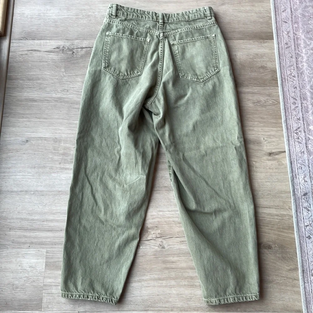 Mango Regina Slouch Jeans Khaki Green Size 8 - Picture 6 of 10